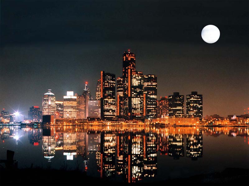 Detroit River at Night wallpaper