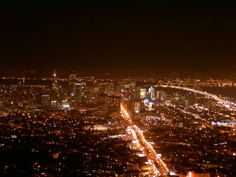 San Francisco night view from Twin Peaks wallpaper