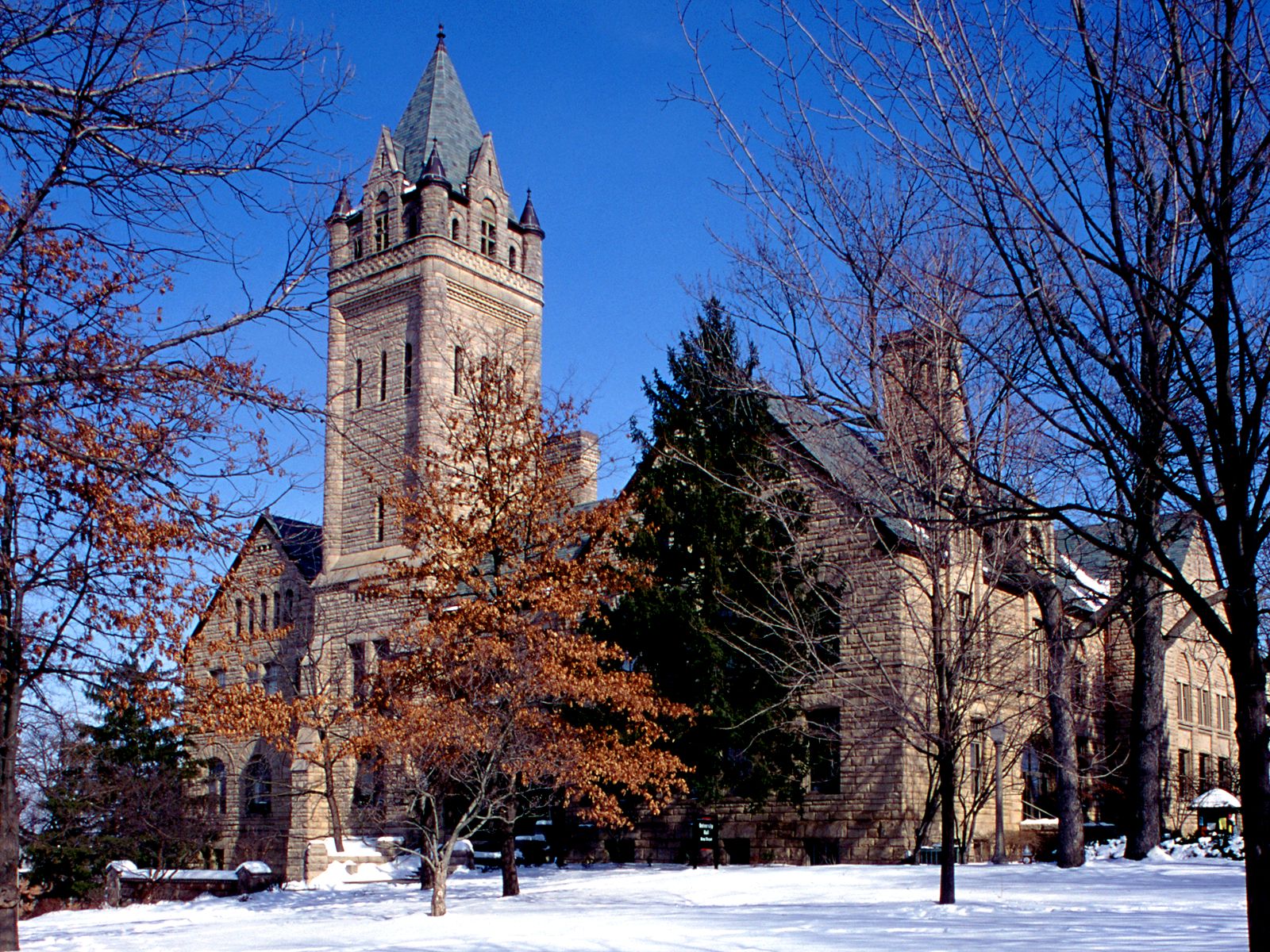 Ohio Wesleyan University<br />University Hall in the Snow wallpaper