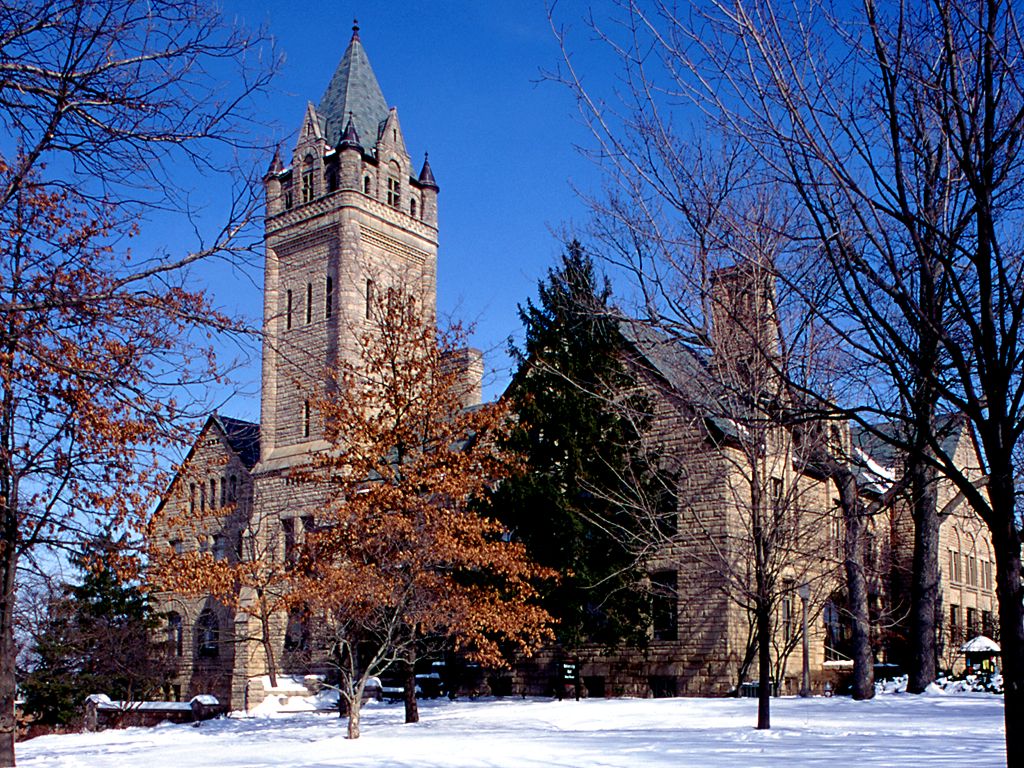 Ohio Wesleyan University<br />University Hall in the Snow wallpaper